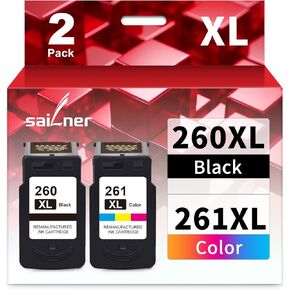 SAILNER Printer Ink 260 and 261 Combo Pack Replacement for Canon 260 and 261 Ink Cartridges for Pixma TS6420a TS6400 TR7020a TS6420 TS5320 TS5300 TR7000 TR7020 Printer 260XL and 261XL Ink Cartridges
