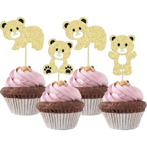 Gyufise 24Pcs Bear Baby Shower Birthday Party Decorations We Can Bearly Wait Cupcake Toppers Table Decoration Photo Booth Props Baby Shower Party Supplies Decorations