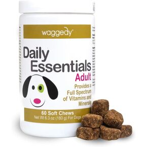 waggedy Daily Essentials Puppy — Full-Spectrum Functional Treats, Small or Large Breed Puppy Supplements — Dog Supplements & Vitamins — Puppy Essentials (60 Chews)