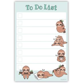 Cute Sloth Sticky to Do List | Funny Kawaii Sloth Novelty Notebook Notepad Note Card | Sloth Lover Gift| 50 Pages 4x6