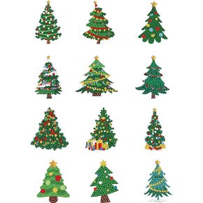 Huacan Diamond Painting Keychains Double Sided Diamond Key Chain Kit DIY Diamond Art Santa Claus Reindeer Snowman Keychain Ornament for Christmas