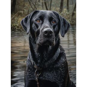 DIY Diamond of Painting Kits Black Labrador Full Drill Round Diamond Embroidery Cross Stitch Mosaic Crystal Rhinestone Arts and Crafts Gem Art Work for Home Wall Decor 30x40cm(h117)