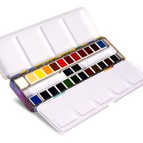 Paul Rubens Watercolor Paint Set, 24 Colors Solid Watercolor Paint, Easy To Blend And Diffuse Watercolor Palette, Compact And Portable Travel Watercolor Set Suitable For Beginners And Professionals