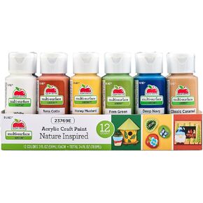 Apple Barrel, Nature Inspired, Includes Multi-Surface Acrylic Craft Paint Set Featuring 12 Colors with a Satin Finish, 23769E