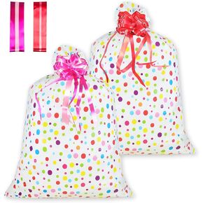 Diueoly 2 Pcs Extra Large Gift Bags 36'' x 48'' Oversized Plastic Storage Bags with Pull Flowers Jumbo Wrapping Bags for Presents Birthday Party Bridal Showers Baby Showers in Kuwait