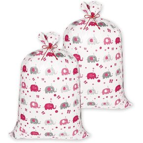 Diueoly 2 Pcs Extra Large Gift Bags 36'' x 48'' Oversized Plastic Storage Bags with Pull Flowers Jumbo Wrapping Bags for Presents Birthday Party Bridal Showers Baby Showers