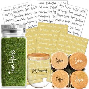 278 Pcs Spice Labels Stickers,Spice Jar Labels Preprinted Waterproof, Beautiful Preprinted Handwriting Letters,139 Black +139 White Clear Labels for Jars