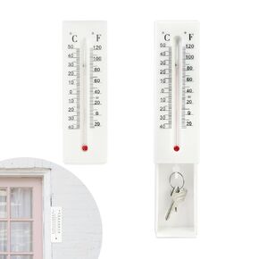 2Pcs Key Hider Outdoor Decorative,Thermometer Shaped Decorative Hide A Key,Space Key Hider Hide A Key Outside and Indoor Can Be Used for Storing House Key and Coins