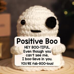 Belatelove Crochet Positive Emotional Boo Gift, Funny Handmade Inspirational Cheer Up Support Encouragement Gifts for Friends Family Birthday Graduation Christmas New Job
