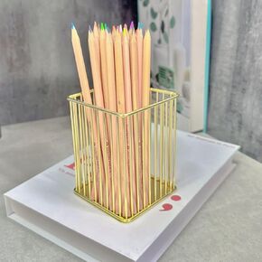 حامل أقلام ذهبي، حامل أقلام للمكتب، تخزين فرشاة المكياج، منظم أقلام معدني للمكتب المنزلي، مكتب المدرسة، الفصل الدراسي