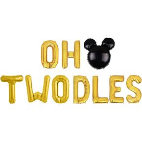 Oh Twodles Balloons Banner, Oh Twodles 2nd Birthday Party Decorations for Themed of Minnie Micky Mouse for Girl Boy Oh Twodles Birthday Party Supplies Decorations Set Of 12PCS Kit (Rose Red)