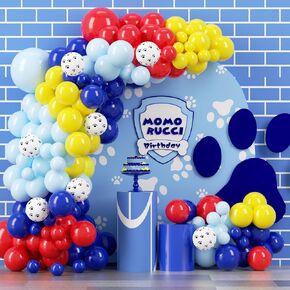 137Pcs Paw Toy Inspired Story Balloon Arch Garland Kit, with Paw Print Balloons, Dog Bone Foil Balloons for Baby Shower Gender Reveal Birthday Party Decorations Supplies