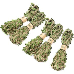 HomeSoGood 164 ft Vintage Artificial Leaf Jute Twine Burlap Rope Natural Hessian Craft Ribbon Wedding Decal Home DIY Party(164ft,Green)