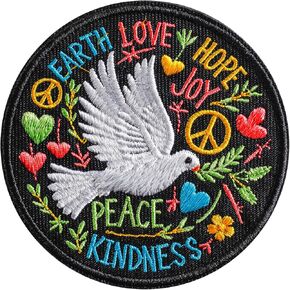 Peace Love Patch Colorful Patch 3" Embroidered Badge Patch Hook and Loop Backing Morale Tactical Patch for Backpacks, Hats, Bags,Dog Harness, Vests, Patch Wall- 1 Pc
