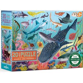 eeBoo: Sharks & Friends - 20 Piece Puzzle - 15 x 11 Kids Jigsaw, Glossy Pieces, Preschool Puzzle, Ages 3+