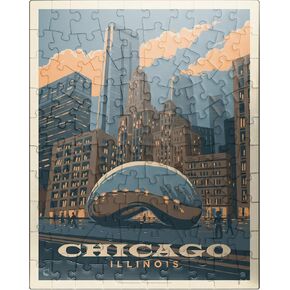 MyPuzzle Chicago, IL: Magic Bean, Vintage Poster - Premium 500 Piece Jigsaw Puzzle for Adults