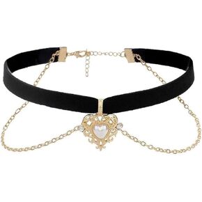 Gopbrer Bead Black Choker, Gothic Choker Necklace, Victorian Goth Punk Y2k Black Choker Necklaces for Woman