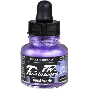 Daler-Rowney FW Pearlescent Acrylic Ink Bottle Moon Violet - Acrylic Drawing Ink for Artists and Students - Permanent Calligraphy Ink - Archival Ink for Illustrating and More