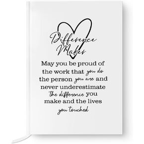 XQLZY Funny Difference Maker White Hardcover Notebook Journal - 160 Blank Pages, Never Forget The Difference, New Job Retirement Thank You Gift for Man Women, Social Workers, Coworker, Leaders, Boss