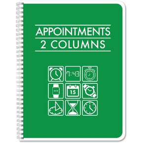 BookFactory 8 or 16 Column Appointment Book/Appointment Tracking Logbook/Notebook (8 (Eight) Columns Columnar Book Format) - 100 Pages, 12" x 11" Wire-O (APP-100-CCW-PP-(Appointment-8))