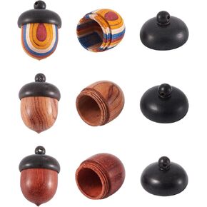 Boutigem Wooden Acorn Nut Box Pendant Lovely Christmas Charms Ornaments 31x21mm for DIY Necklace Keychain Jewelry Making Accessory (3Pcs)