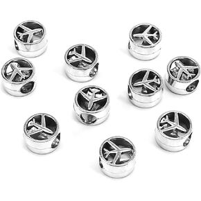 10pcs Airplane Charm Bead - 5mm Big Hole Cute Charms for Beaded Pens, Lanyards, Keychain, Beads Plane Vintage European Pendant Fit Bracelet DIY Antique Silver Color Making