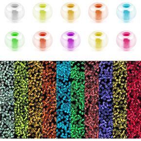 4000Pcs Glow Seed Beads 10Colors Glow in The Dark Glass Seed Beads 3mm Luminous Seed Beads Small Spacer Loose Beads Bulk Neon Seed Beads for Bracelets Necklace Anklet Earring Jewelry Making DIY Craft