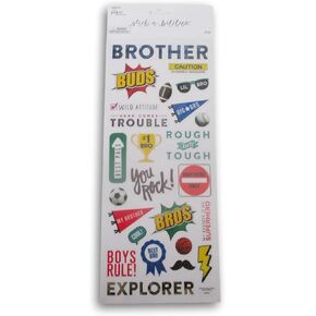 Brother Stickers for Crafting, Scrapbooking, Photo Album Decor - 25 Pc