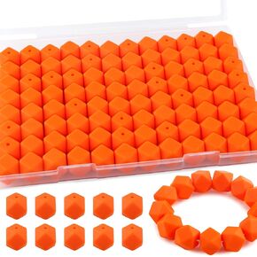 96Pcs 14mm Hexagon Silicone Beads, Silicone Beads for Keychain Making, Bulk Silicone Beads for Bracelet Necklace DIY Crafts(Multicolor)