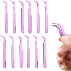 12 Pack Plastic Tweezers For Crafts Kids Long Bent 4.5 Inch Tweezers For Crafting DIY Bead Jewelry Making, Baking Decoration, Feeding reptiles, Disposable Stickers Tweezers Bulk in Kuwait