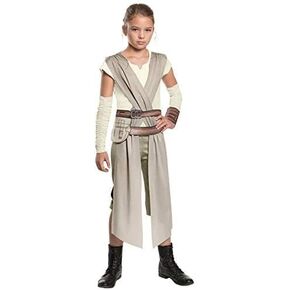 Girls Rey Costume Halloween Deluxe Jumpsuit Child Cosplay Outfits with Belt Bracer Accessories (Large(9-12 Years))
