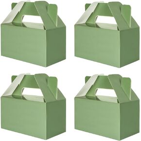 Whaline 24Pcs Sage Green Party Favor Treat Boxes with Handles Fresh Style Candy Cake Gift Boxes Paper Goodie Container for Green jungle Forest Birthday Baby Shower St. Patrick’s Day Supplies
