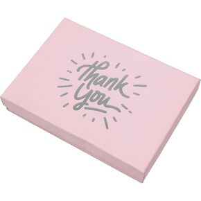 TheDisplayGuys - 10-Pack Cardboard Kraft Paper Gift Boxes w. Lid & Cotton Padding - Black/Silver "Thank You" - 3.3" x 2.3" x 1.0" (#32)