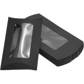 PATIKIL Pillow Boxes, 50 Pcs Wedding Gift Boxes Paper Box 5.7 x 2.9 Inch for Gift Wrap Wedding Parties, Black