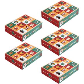 Garneck 5Pcs Christmas Fillable Advent Calendar Box Christmas 12 Day Countdown Empty Box Xmas Candy Treat Boxes