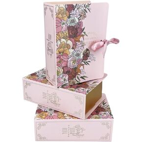 20 Pack Small Pink Candy Party Favor Box Bulk, Rectangular Floral Mini Candy Gift Box with Ribbon, Birthday Party Baby Shower Supplies Christmas, Birthdays, Weddings, Bridesmaid 4.72*3.14 inches