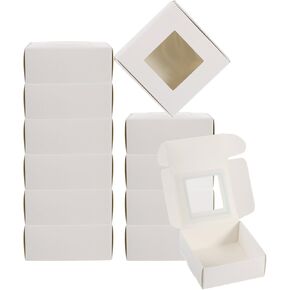PATIKIL 3.5"x3.5"x1.5" Paper Soap Box with Window, 30 Pack Homemade Soap Boxes Square Presents Packaging Boxes for Birthday Christmas DIY Craft, White