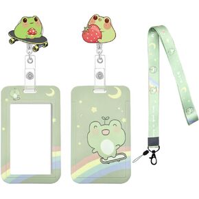 Lanyards for Id Badges, Cute Stitch Badge Holder with Retractable Reel Clip, Work Name Tag Breakaway Lanyard ID Card Protector Case for Office Workers Women Nurse Nursing Doctor Teacher Student