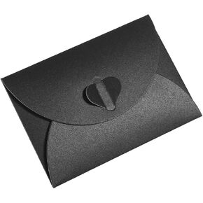 YOKIVE 12pcs Gift Card Envelopes, 10x7cm Mini Envelopes Small Envelopes Credit Card Heart for Thank You Cards Graduation Greeting Wedding Birthday, Black