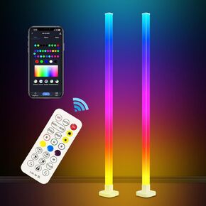 sympa 2PCS RGBIC Floor Lamp-63''Smart LED Corner Light with Alexa, App and Remote Control,360° Illumination, 16 Million DIY Colors and Music Sync - Color Changing Floor Lamp for Living Room Bedroom in Kuwait