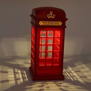 GOWENIC Retro London Telephone Booth Night Light, USB Charging LED Night Lamp Touch Sensor Table Desk Light, Dimmable Yellow LED Desk Lamp for Bedroom Students Dormitory
