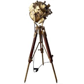 collectiblesBuy Antique Theater Tripod Marine Searchlight Nautical Wooden Tripod Retro Spotlight LED Floor Lamp Studio Focus Lamp Home Decor