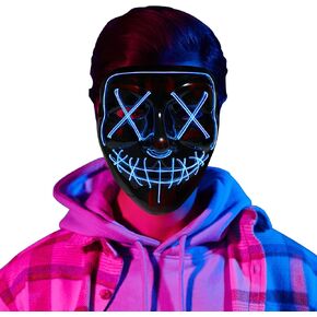 Halloween Mask Led Light Up Voice-Activated Mask Halloween Costumes Cosplay Mask