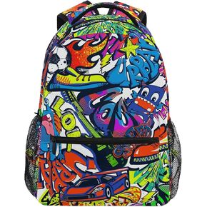 Tarity Cool Graffiti School Backpack For Kids Boys Girls Children Small Travel Bag Students Teenagers Bookbags Novelty Pattern Durable Backpack Laptop Computer Bag