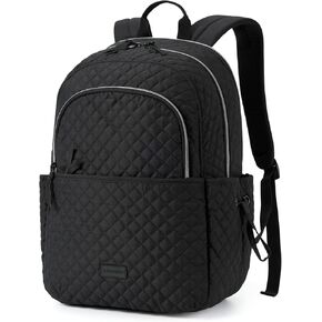 BAGSMART Travel Laptop Backpack, Quilted Work Bookbag for 15.6 Inch Laptop, Backpack with Charging Port, Lightweight College Business Backpack, Classic Black