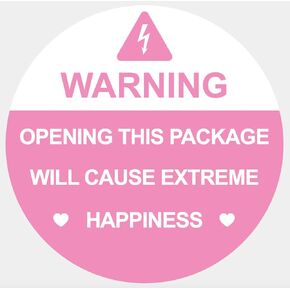 2 inch 300PCS Warning Opening This Package Will Cause Extreme Happiness Stickers Shipping Mailing Cartons Envelops Adhesive Labels (Pink)