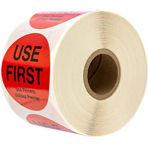3 Inch Round Use First Stickers / 500 Red Removable Circle Labels/Trilingual Small Business Sticker / 3" Use 1st Label/Made in The USA