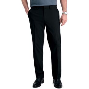 J.M. Haggar Men's 4-Way Stretch Straight Fit Flat Front Dress Pant, Black Onyx, 36x32
