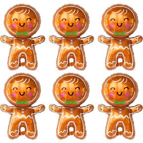 KatchOn, Big Merry Christmas Gingerbread Balloons - Pack of 6 | Gingerbread Man Balloon for Christmas Party Decorations | Christmas Foil Balloons for Christmas Decorations | Gingerbread Decorations