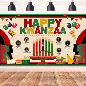 Happy Kwanzaa Banner Kwanzaa Decorations Kwanzaa Backdrop for African American Traditional Heritage Holiday Kwanzaa Party Decorations Photography Background